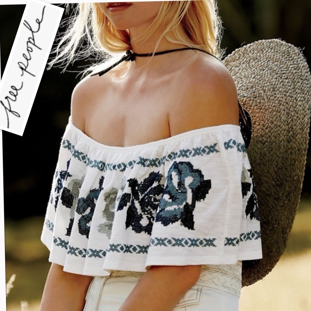 FREE PEOPLE ‘Embroidered Off Shoulder Top Size XS